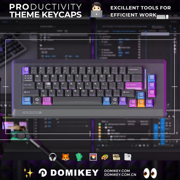 Domikey Productivity Keycap PBT Doubleshots Keycap Cherry profile with Silk Screen Printing for Mechanical Keyboard