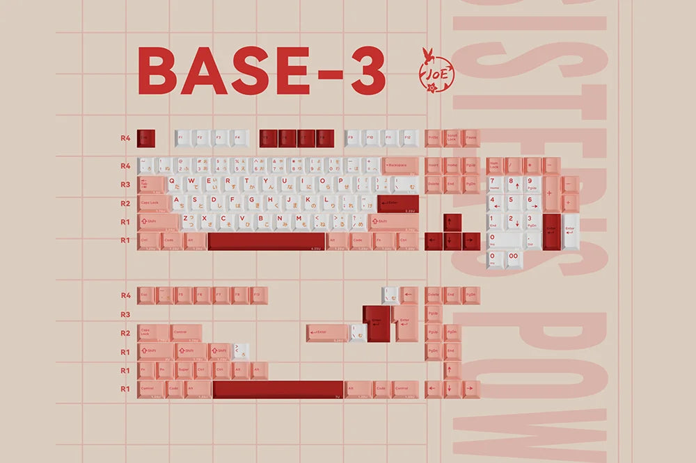 JOE x Domikey Sister's Power Cherry Profile Dye Subbed Keycap Set