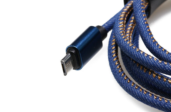 Textile Jean Cloth USB C Micro Cable type c USB 1.6m stright length blue colorway