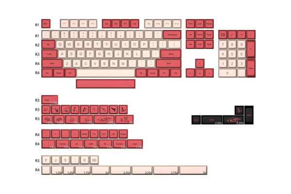 XDA V2 Garden Dye Sub Keycap Set thick PBT for keyboard gh60 poker 87 tkl 104 ansi xd64 bm60 xd68 bm65 bm68 Pink Red Black
