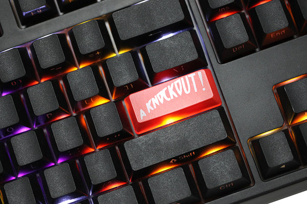 Novelty Shine Through Keycaps ABS Laser Etched back lit black red Enter Backspace OEM Profile A Knockout Cuphead Cup Head
