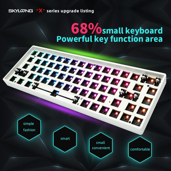 gk68x hot swap 65% Custom Mechanical Keyboard split spacebar rgb type c