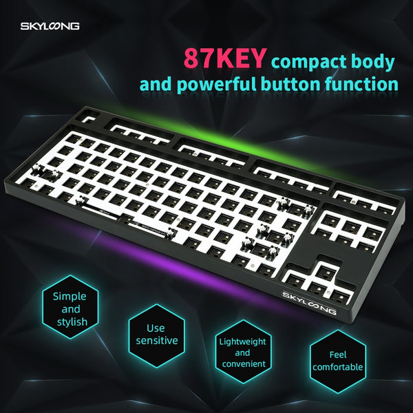gk87s hot swappable 80% Dual Mode Bluetooth 5.0 Custom Mechanical Keyboard Kit rgb switch leds type c software programmable