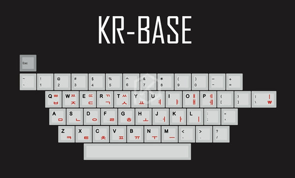 kprepublic 139 Korean root font Cherry profile Dye Sub Keycap Set PBT black red - KPrepublic