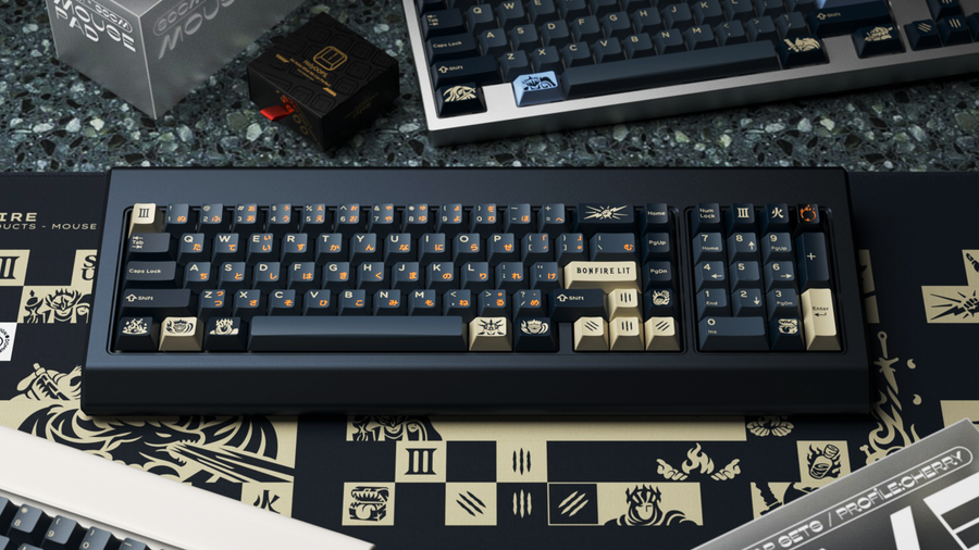 BONFIRE LIT GLOVE x Domikey Link Fire Cherry profile keycaps KPrepublic