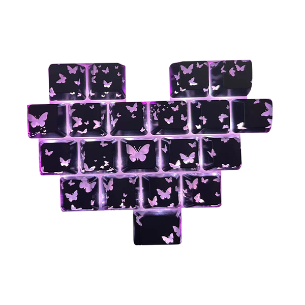 XVX IMD Butterfly Keycap Keycaps For Gaming Mechanical Keyboard MX Switch Light Through Pink White Blue Silver Black
