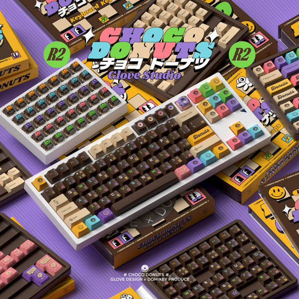 [GBEXTRAS] GLOVE x Domikey Choco Donuts Keycaps R2  mousepad artisan novelty ABS doubleshot Cherry profile resin