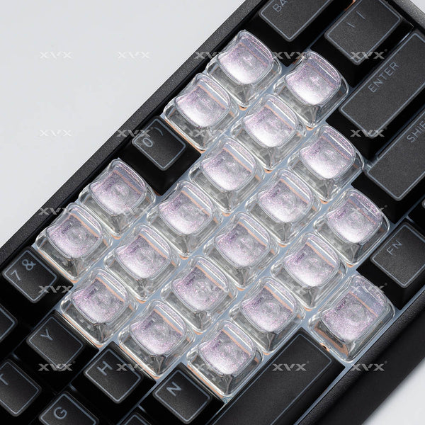 XVX Transparent Cat Head Keycap PC Cathead Keycaps For Gaming Mechanical Keyboard MX Switch Light Through Pink White Red Heart