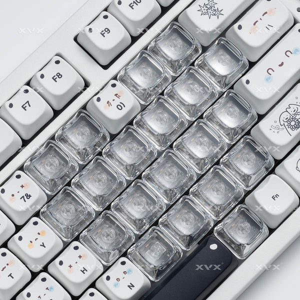 XVX Transparent Cat Head Keycap PC Cathead Keycaps For Gaming Mechanical Keyboard MX Switch Light Through Pink White Red Heart