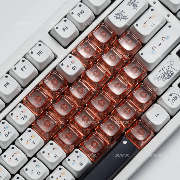 XVX Transparent Cat Head Keycap PC Cathead Keycaps For Gaming Mechanical Keyboard MX Switch Light Through Pink White Red Heart