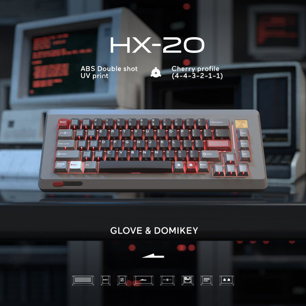 [GBEXTRAS] GLOVE x DOMIKEY HX-20 Cherry Profile Keycaps doubleshot side print English japanese