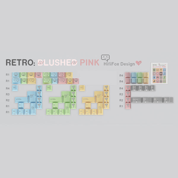 Hififox x Domikey Retro Shy Pink Keycap Blushed Pink Keycap Cherry Profile Dye Subbed Keycap Set thick PBT for keyboard