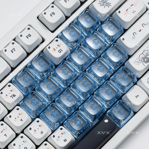 XVX Transparent Cat Head Keycap PC Cathead Keycaps For Gaming Mechanical Keyboard MX Switch Light Through Pink White Red Heart