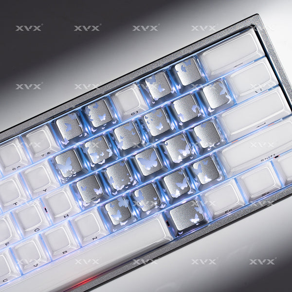 XVX IMD Butterfly Keycap Keycaps For Gaming Mechanical Keyboard MX Switch Light Through Pink White Blue Silver Black