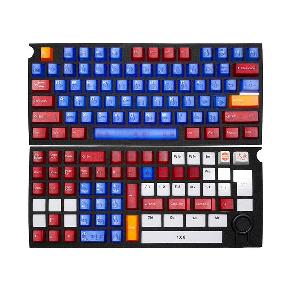 Taihao RBO Cubic ABS Doubleshot Keycap Translucent Cubic Type for mechanical keyboard color of Red Blue Orange Colorway