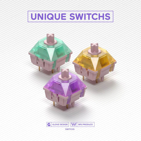 GLOVE TRINITY Unicorn Switch Linear RGB SMD Switches 42g for Mechanical Keyboard mx Stem POM PC Glitter Nylon Long Spring