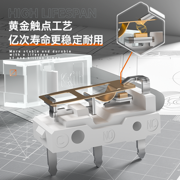 2pcs 3pcs Kailh White Sword Micro Switch 100M life For gaming mouse 3 Pin used on computer mouse mice left right button 25g