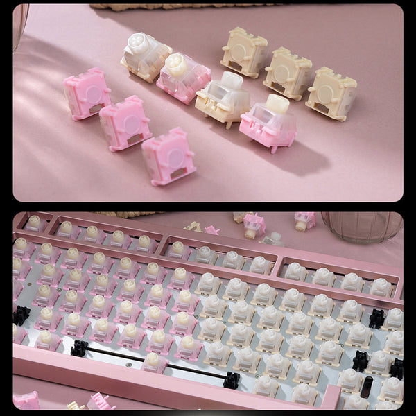 Wuque Studio Babao Pink Lotus Magnetic Switch Surging Version Linear for Magnetic Keyboard Pre Lubed 35g for Wooting 60he EV63