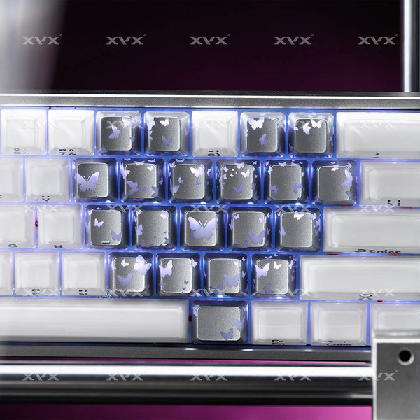 XVX IMD Butterfly Keycap Keycaps For Gaming Mechanical Keyboard MX Switch Light Through Pink White Blue Silver Black