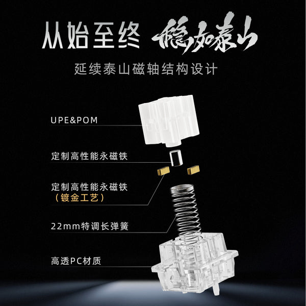 Mount Tai Maglev Switch Linear Switch for Magnetic Mechanical Keyboard Factory Lubed Long Spring 100M