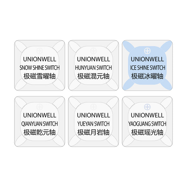 Unionwell 6 switch tester switches with blank keycaps acrylic base for mechanical keyboard Snow Shine Hunyuan Ice Shine Qianyuan
