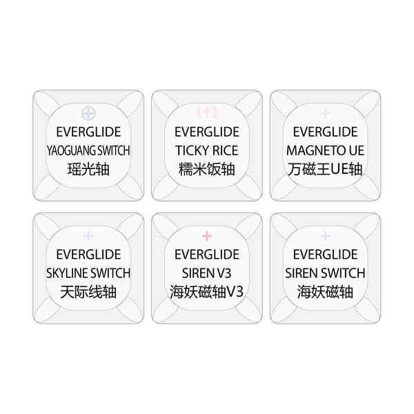 Everglide 6 switch tester switches with blank keycaps acrylic base for mechanical keyboard Yaoguang Ticky Rice Magneto Siren V3