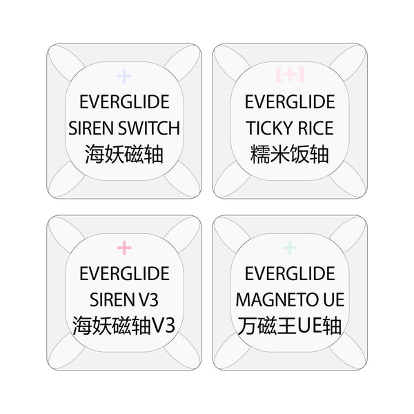 4 Everglide switch tester switches with blank keycaps acrylic base for mechanical keyboard Siren V3 Ticky Rice Magneto UE