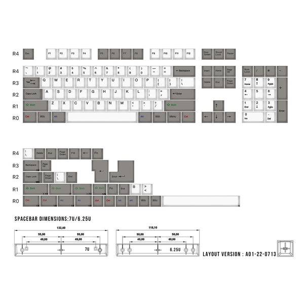 Taihao ALPS ABS Vintage White Grey Doubleshots keycap for diy gaming mechanical keyboard Cubic OEM profile