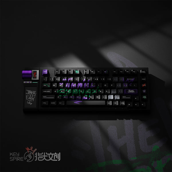 KeyTok Block X Dye Subbed Keycap Set PBT for keyboard 87 tkl 104 ansi ev63 wooting 60 v2 ev63 matte soft touch paint graffiti