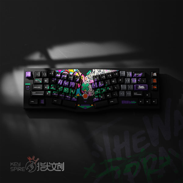 KeyTok Block X Dye Subbed Keycap Set PBT for keyboard 87 tkl 104 ansi ev63 wooting 60 v2 ev63 matte soft touch paint graffiti