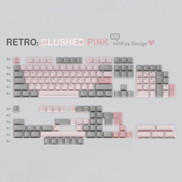 Hififox x Domikey Retro Shy Pink Keycap Blushed Pink Keycap Cherry Profile Dye Subbed Keycap Set thick PBT for keyboard