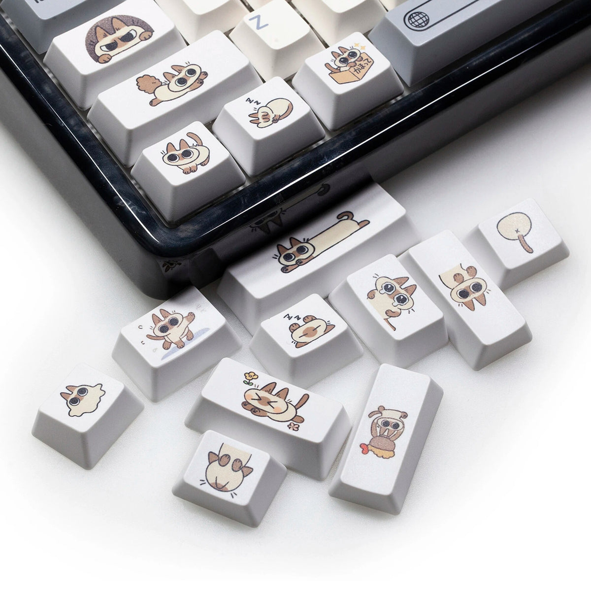 Cute Little Siamese cat Keycap Kitty Meme Keycap Dye Subbed keycaps fo ...