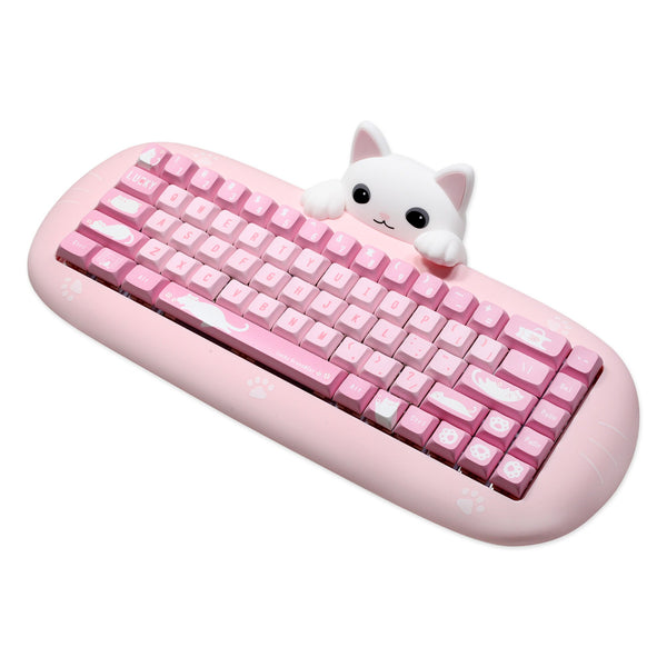 Cute Meow68 Meow 68 3 Mode Bluetooth 5.0 2.4G Mechanical Keyboard 65% lighting effect RGB switch led type c Silicone Case
