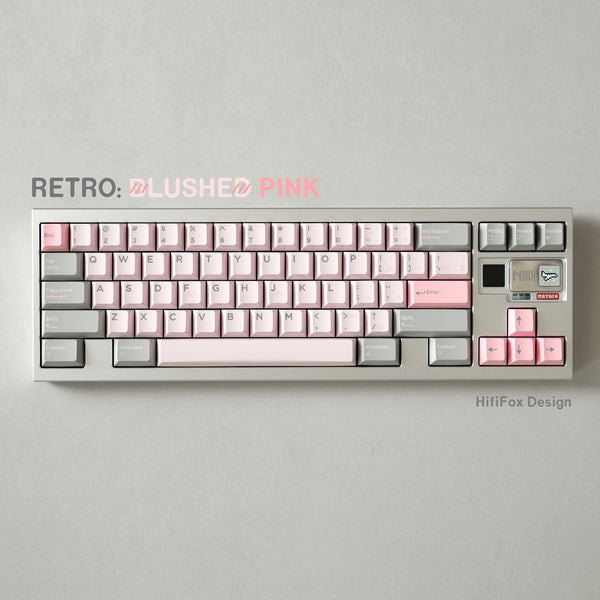 Hififox x Domikey Retro Shy Pink Keycap Blushed Pink Keycap Cherry Profile Dye Subbed Keycap Set thick PBT for keyboard