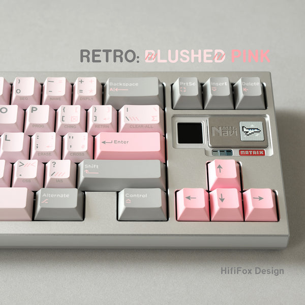 Hififox x Domikey Retro Shy Pink Keycap Blushed Pink Keycap Cherry Profile Dye Subbed Keycap Set thick PBT for keyboard