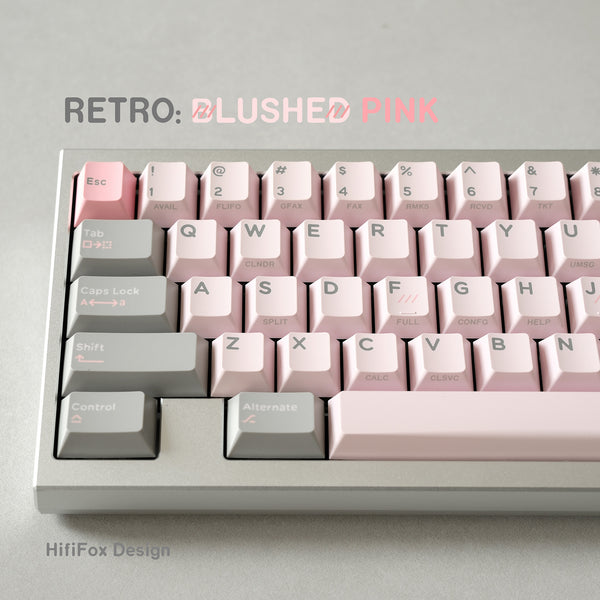 Hififox x Domikey Retro Shy Pink Keycap Blushed Pink Keycap Cherry Profile Dye Subbed Keycap Set thick PBT for keyboard