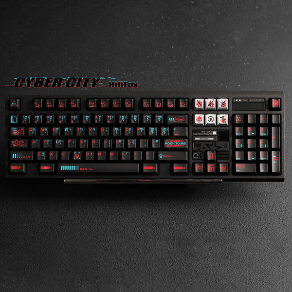 Hififox Cyber City Cherry Profile PC Keycap Set UV Screen Pring for keyboard BM60 CSTC75 BM65 BM68 XD60 EV63 Made68 Wooting 60