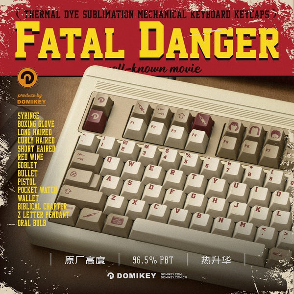 Domikey Fatal Danger Keycap Cherry Profile Dye Subbed Keycap Set thick PBT for Mechanical Keyboard BM60 CSTC75 BM65 BM68 XD60