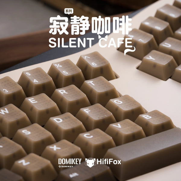 Domikey X HifiFox SIlent Cafe Keycap Set ABS Doubleshots Cherry Profile for keyboard 87 tkl 104 ansi xd64 bm60 xd68 BM65