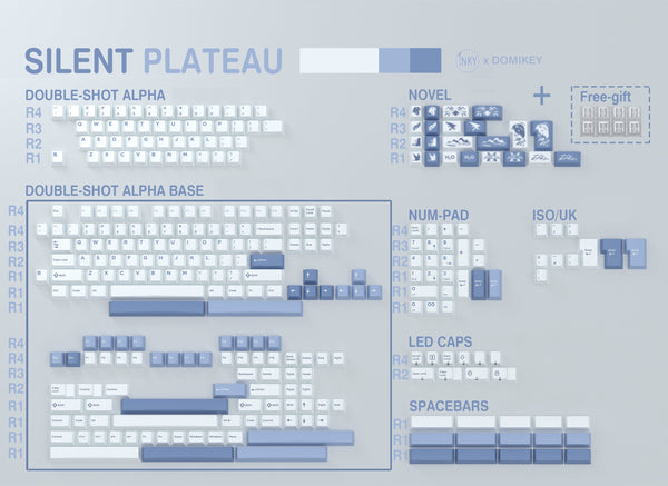 [GBEXTRAS] iNKY x Domikey Silent Plateau Keycaps ABS Doubleshot Cherry profile Silent ECO