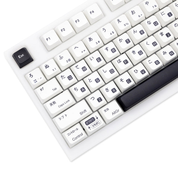 GKs Black and White BOW Keycap Hiragana Root MDA Profile Dye Sub Keycap Set thick PBT for keyboard gh60 CSTC75 87 104 BM60 BM65
