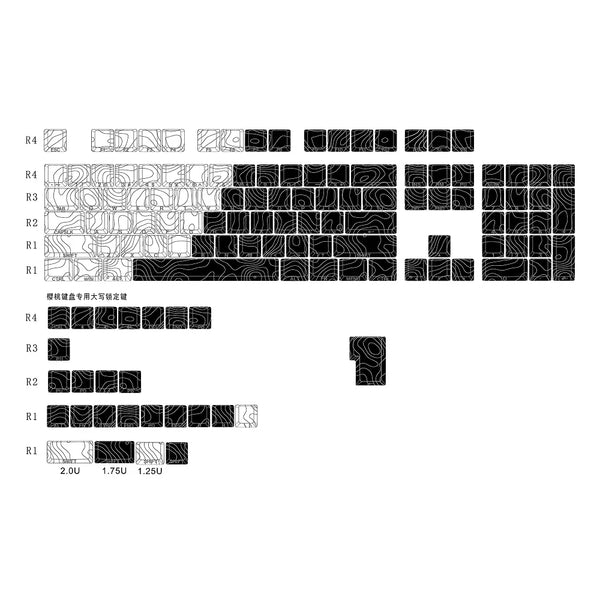 GKs Contour Line Keycap Dye Subbed Keycap Cherry Profile Set PBT for keyboard 87 tkl 104 ansi xd64 bm60 xd68 xd84 BM65 Side Lit