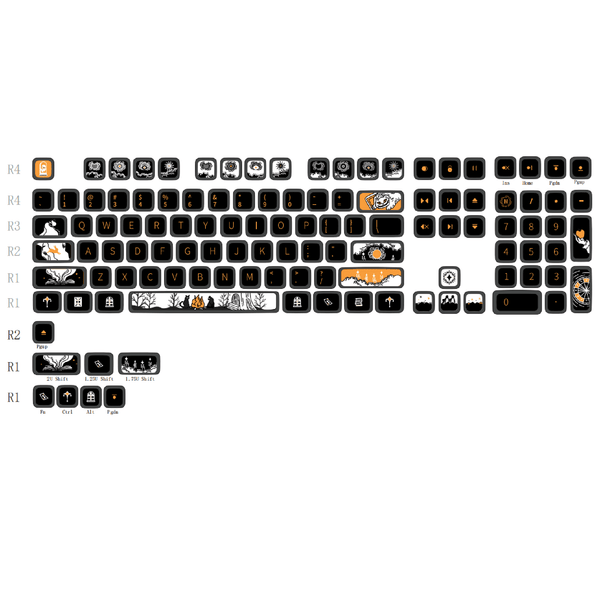 GKs Dark Fairy Tale Keycap PBT Doubleshots and Dye Subbed Keycap Set MDA Profile Thick PBT for mechanical keyboard bm60 bm65 87