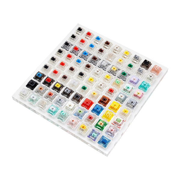 Gateron switch tester with acrylic base blank keycaps with Azure Dragon Oil King Magnetic Jade Brown Yellow Silver White Switch