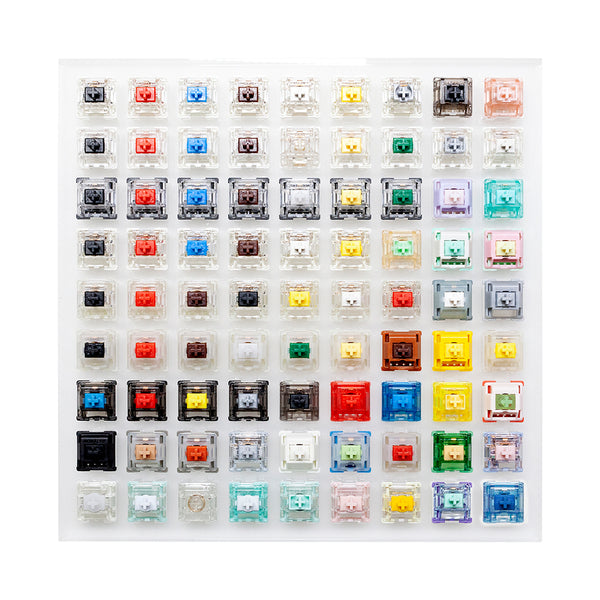 Gateron switch tester with acrylic base blank keycaps with Azure Dragon Oil King Magnetic Jade Brown Yellow Silver White Switch