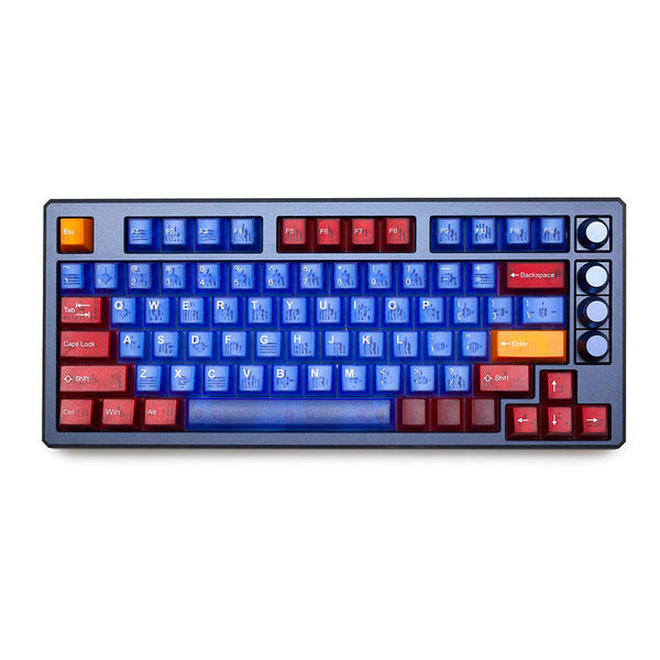Taihao RBO Cubic ABS Doubleshot Keycap Translucent Cubic Type for mechanical keyboard color of Red Blue Orange Colorway