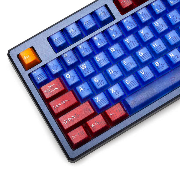 Taihao RBO Cubic ABS Doubleshot Keycap Translucent Cubic Type for mechanical keyboard color of Red Blue Orange Colorway