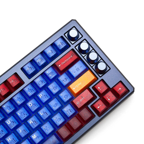 Taihao RBO Cubic ABS Doubleshot Keycap Translucent Cubic Type for mechanical keyboard color of Red Blue Orange Colorway