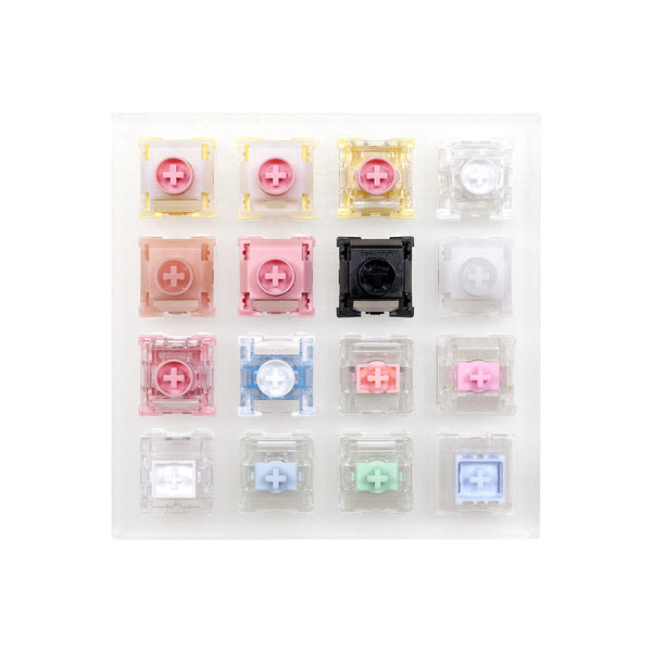16 Magnetic Switch Tester with blank keycaps acrylic base with Unionwell Ultra Magnetic Pro Polar Dark Jade Sakura Ice Shine