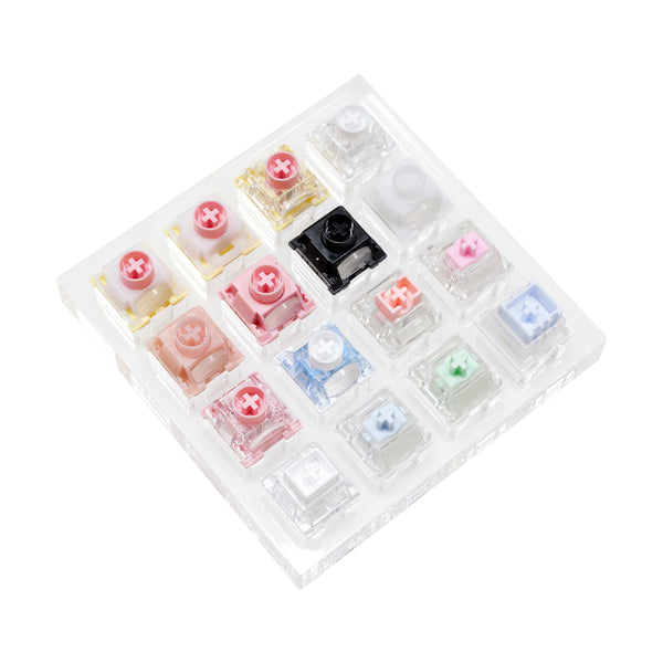 16 Magnetic Switch Tester with blank keycaps acrylic base with Unionwell Ultra Magnetic Pro Polar Dark Jade Sakura Ice Shine